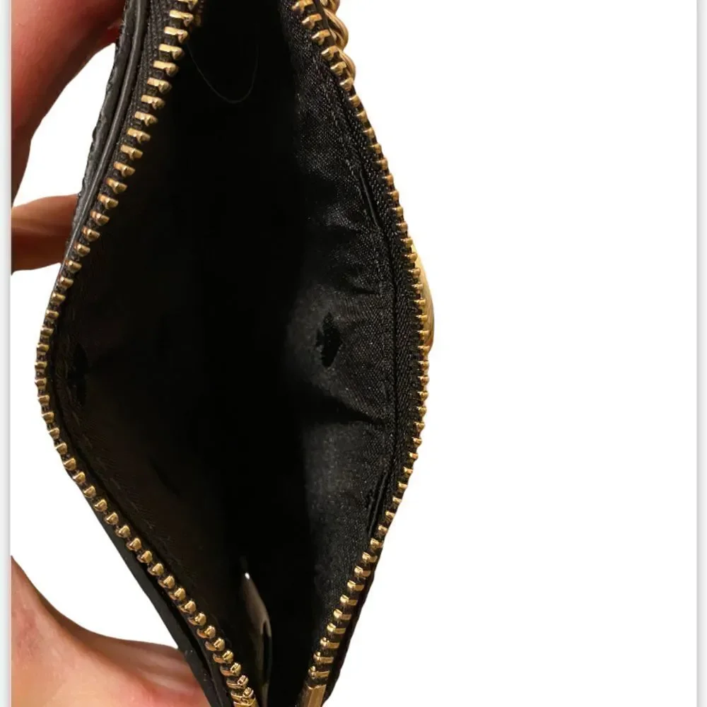 Kate Spade Odette Black Glitter L Zip Card Case Holder NWT